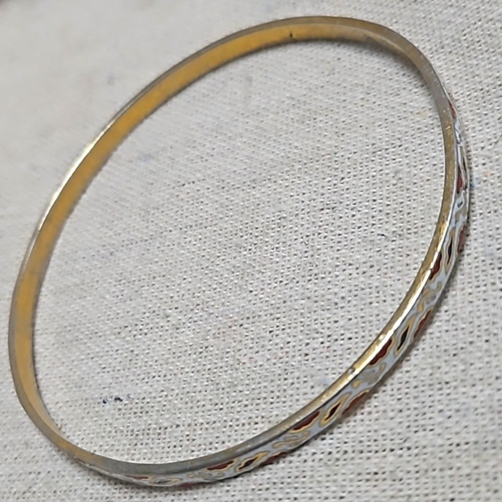 Vintage Mixed Metal Stacking Bangle Set Cloisonne… - image 4